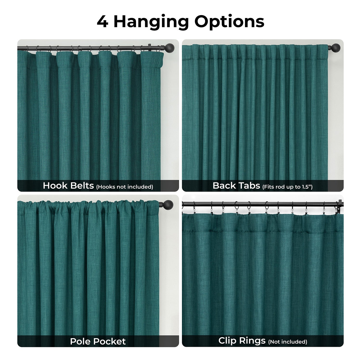 Slate Teal Extra Wide Textured Faux Linen Room Darkening Curtain