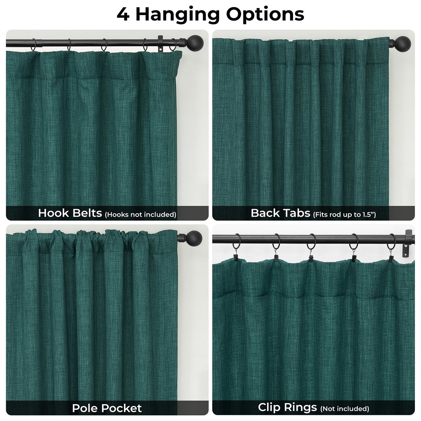 Slate Teal Extra Wide Textured Faux Linen Room Darkening Curtain
