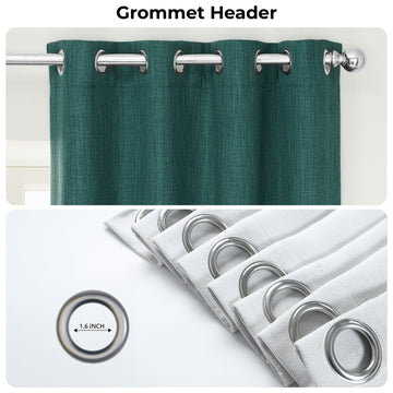 Slate Teal Grommet Textured Faux Linen Room Darkening Curtain