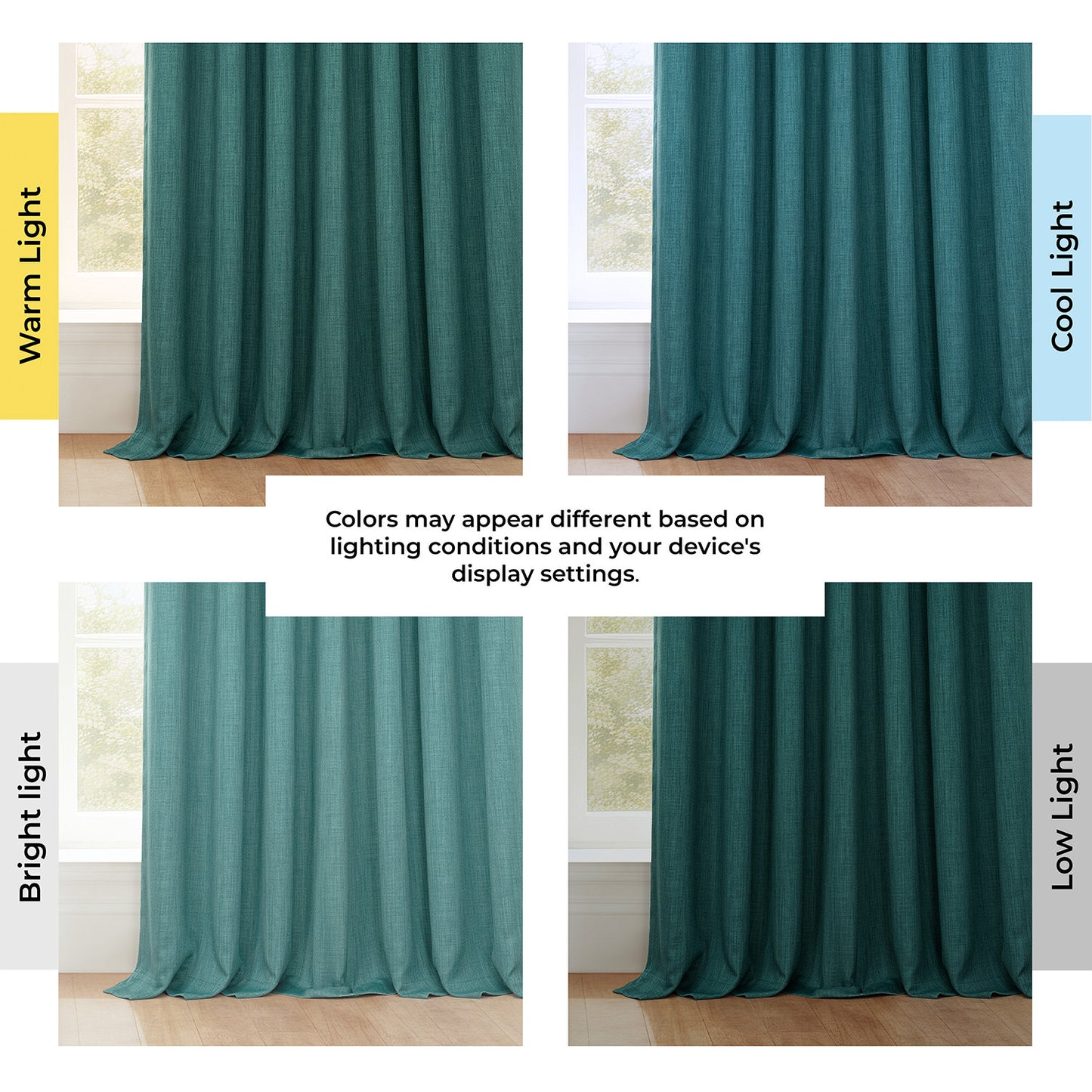 Slate Teal Grommet Textured Faux Linen Room Darkening Curtain