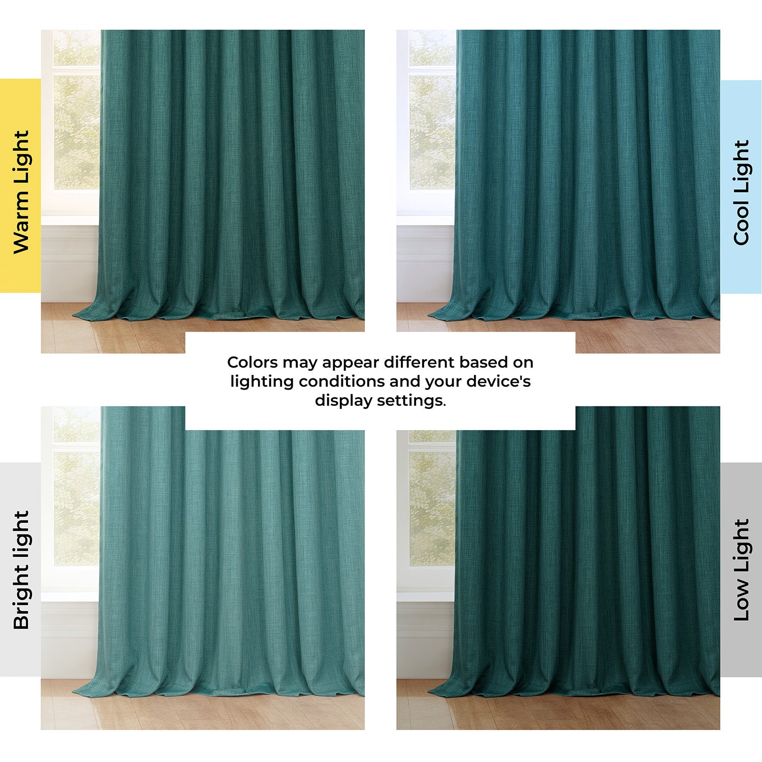 Slate Teal Grommet Textured Faux Linen Room Darkening Curtain