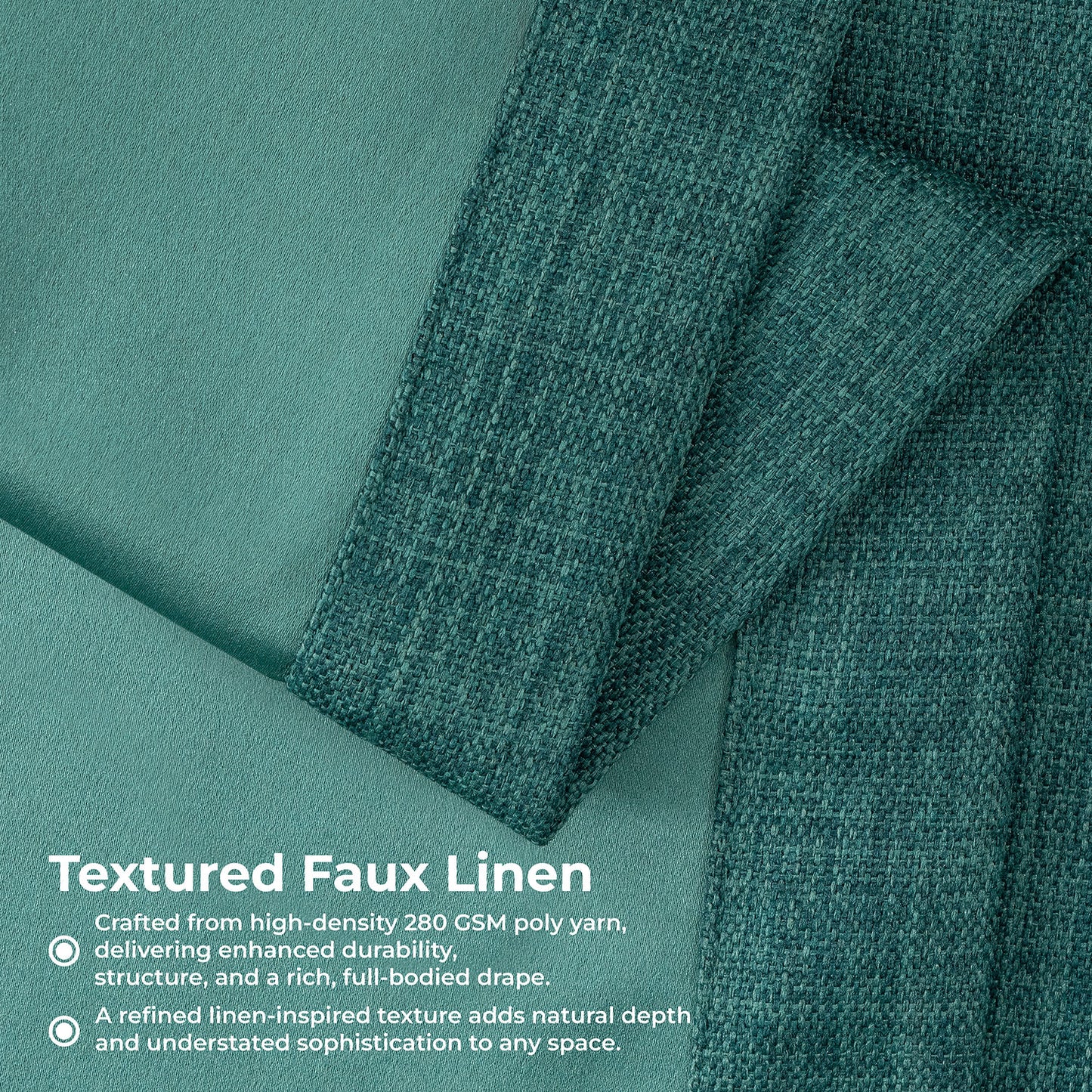 Slate Teal Grommet Textured Faux Linen Room Darkening Curtain