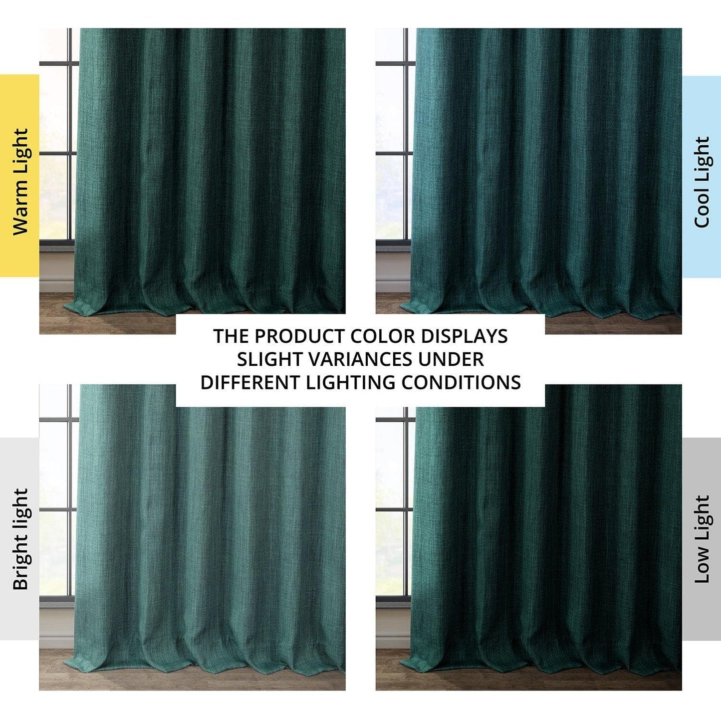 Slate Teal Green Textured Faux Linen Room Darkening Curtain - HalfPriceDrapes.com