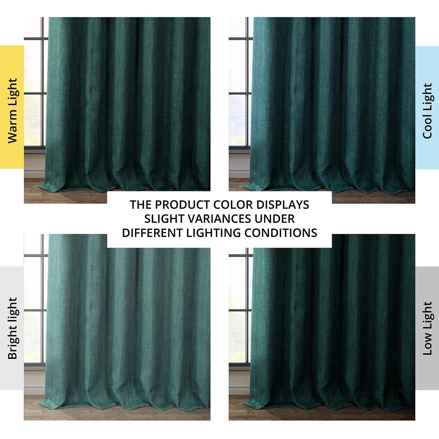 Slate Teal Green Textured Faux Linen Room Darkening Curtain - HalfPriceDrapes.com
