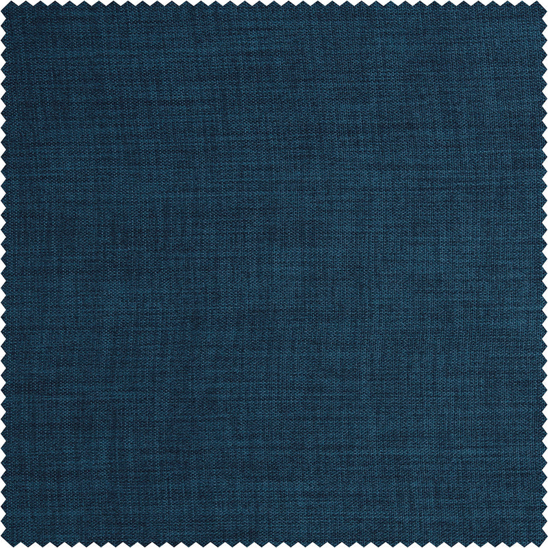 Indigo Textured Faux Linen Custom Curtain