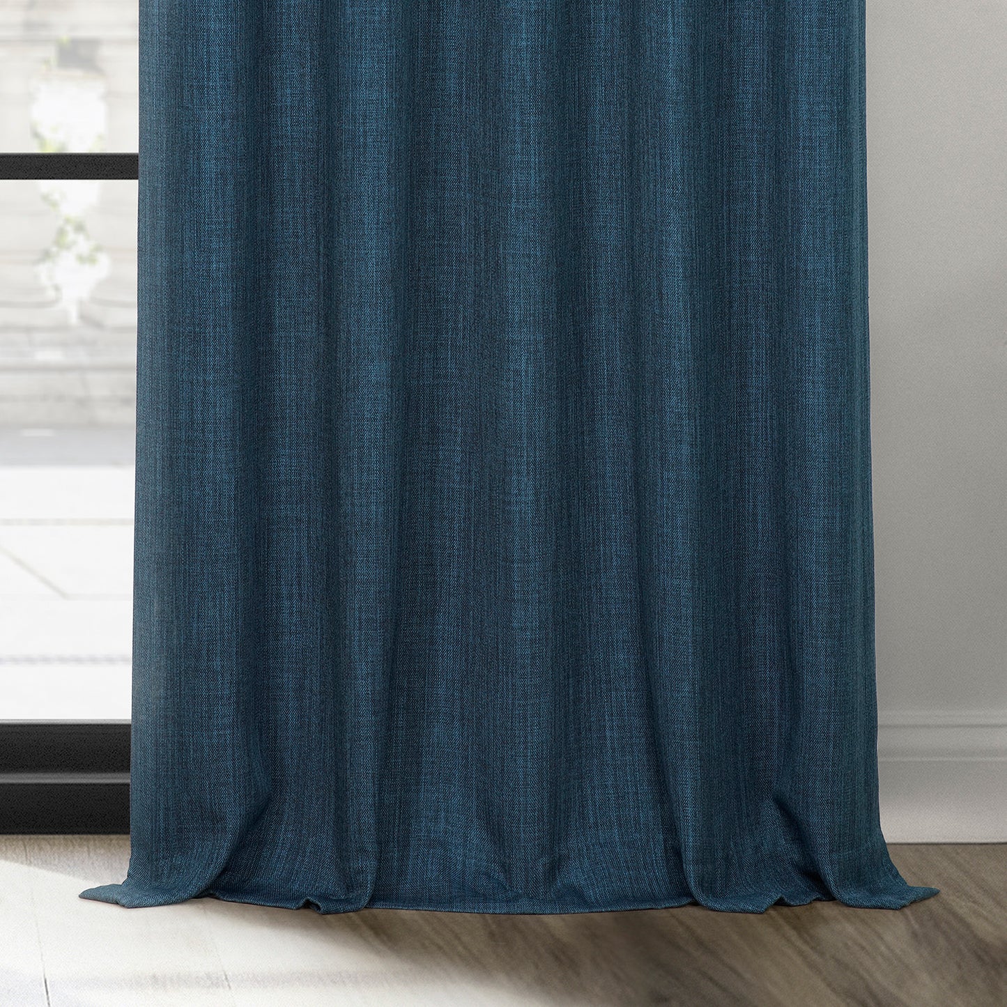 Indigo Grommet Textured Faux Linen Room Darkening Curtain