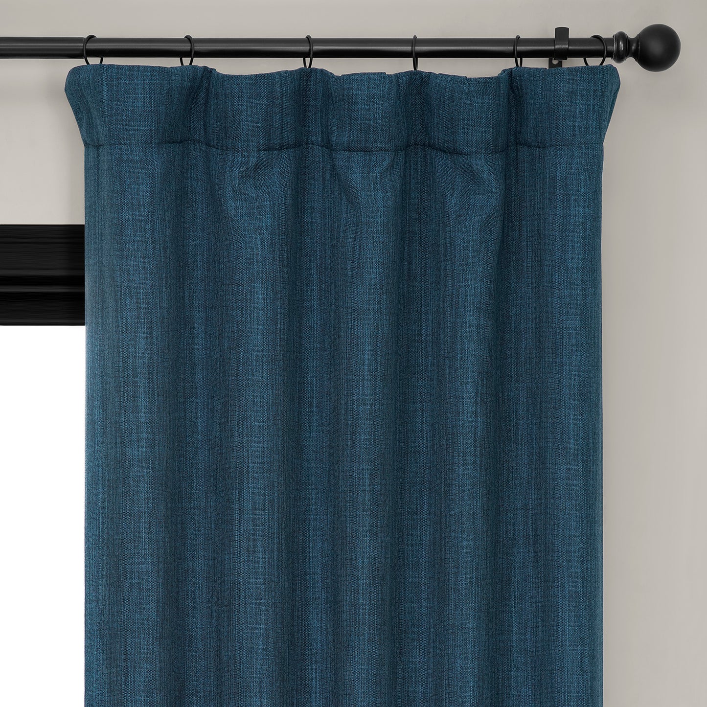 Indigo Textured Faux Linen Room Darkening Curtain
