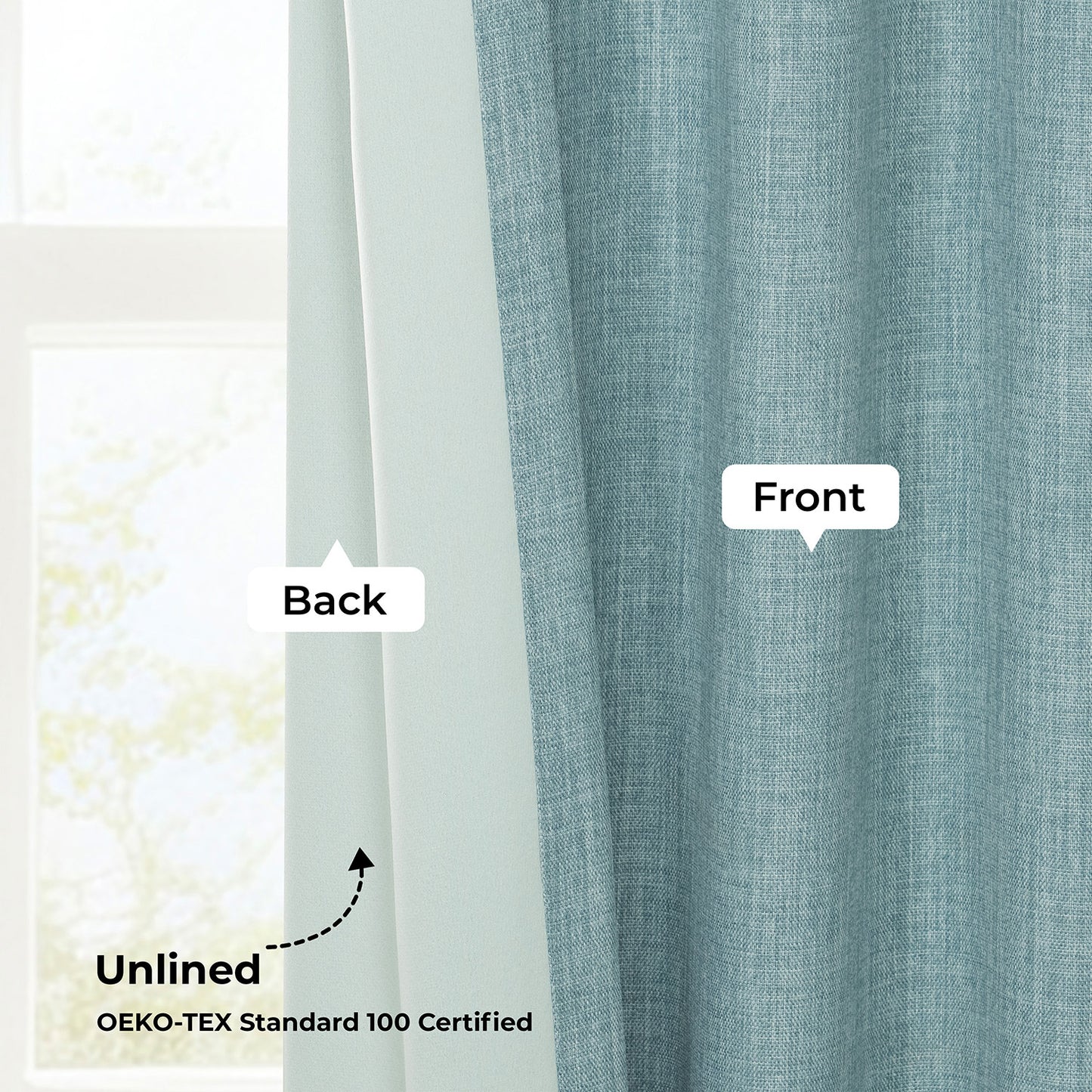 Sea Thistle Extra Wide Textured Faux Linen Room Darkening Curtain
