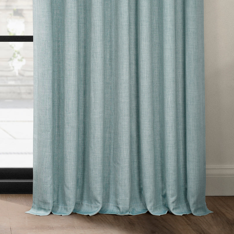 Sea Thistle Textured Faux Linen Custom Curtain