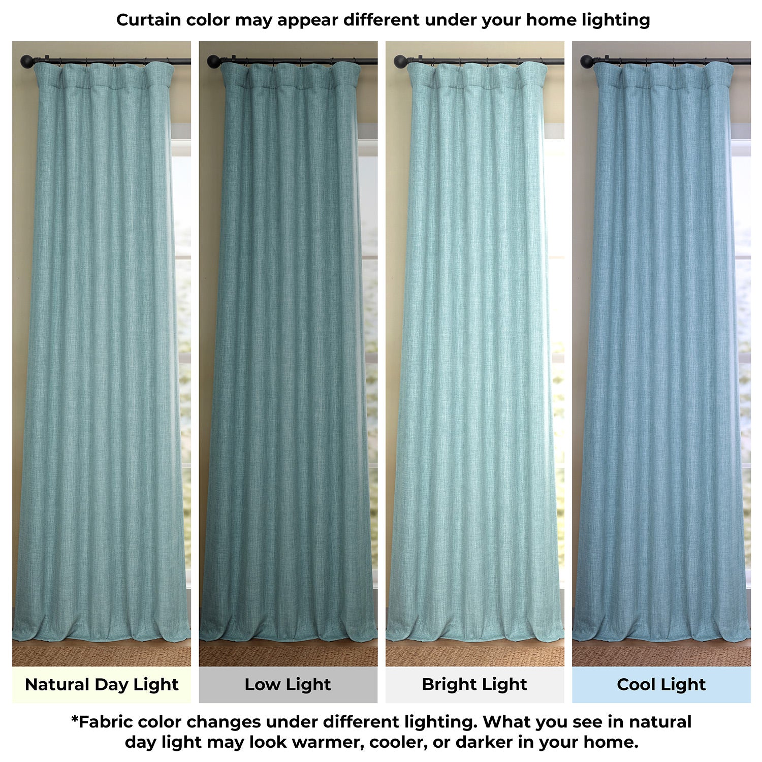 Sea Thistle Extra Wide Textured Faux Linen Room Darkening Curtain