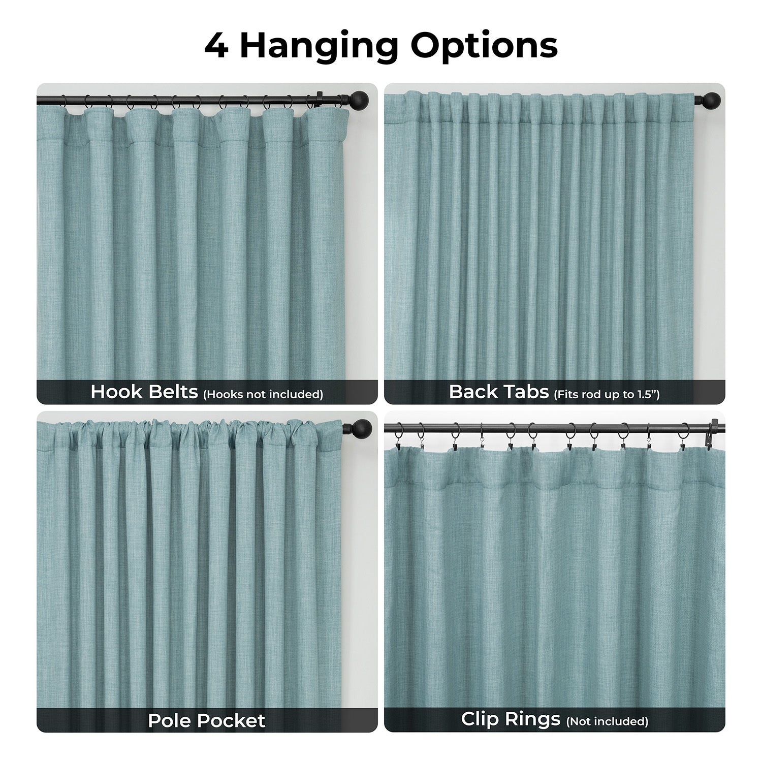 Sea Thistle Extra Wide Textured Faux Linen Room Darkening Curtain