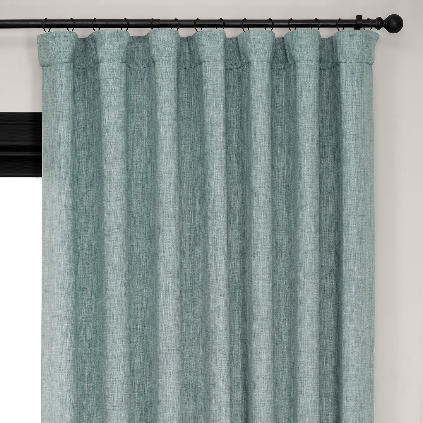 Sea Thistle Extra Wide Textured Faux Linen Room Darkening Curtain