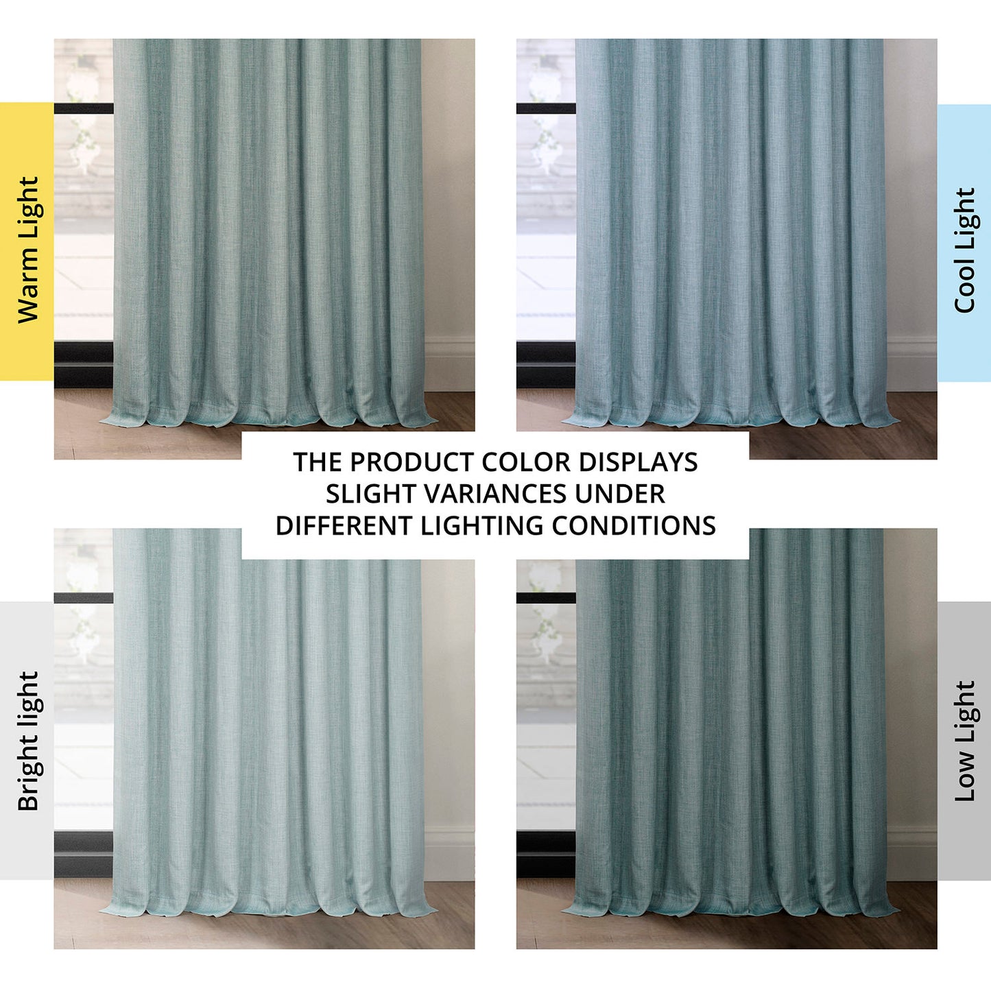 Sea Thistle Extra Wide Textured Faux Linen Room Darkening Curtain