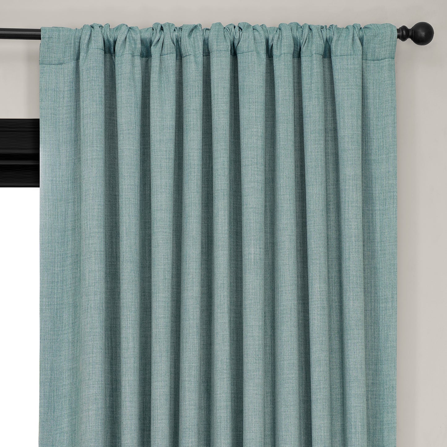 Sea Thistle Extra Wide Textured Faux Linen Room Darkening Curtain