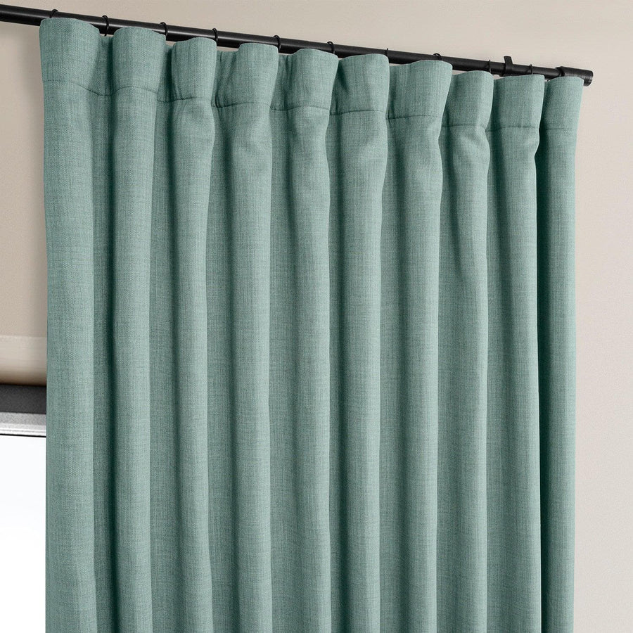 Sea Thistle Extra Wide Textured Faux Linen Room Darkening Curtain - HalfPriceDrapes.com