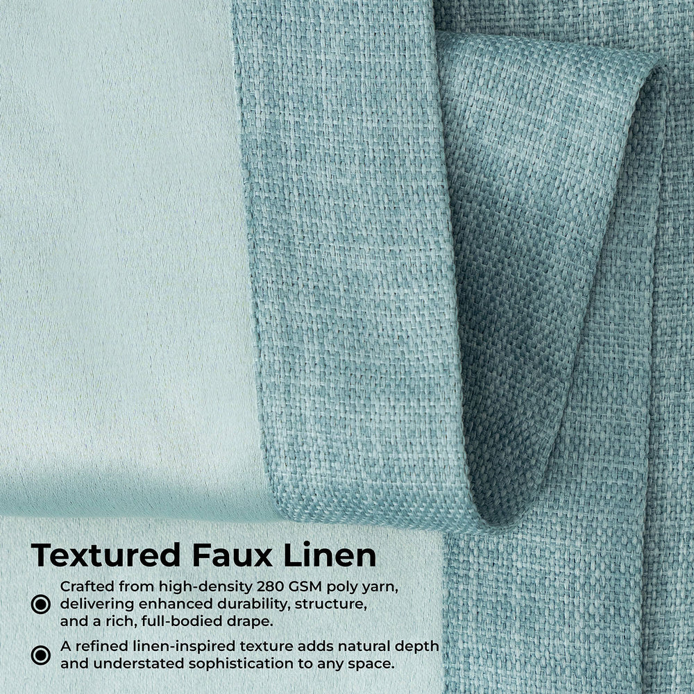 Sea Thistle Extra Wide Textured Faux Linen Room Darkening Curtain