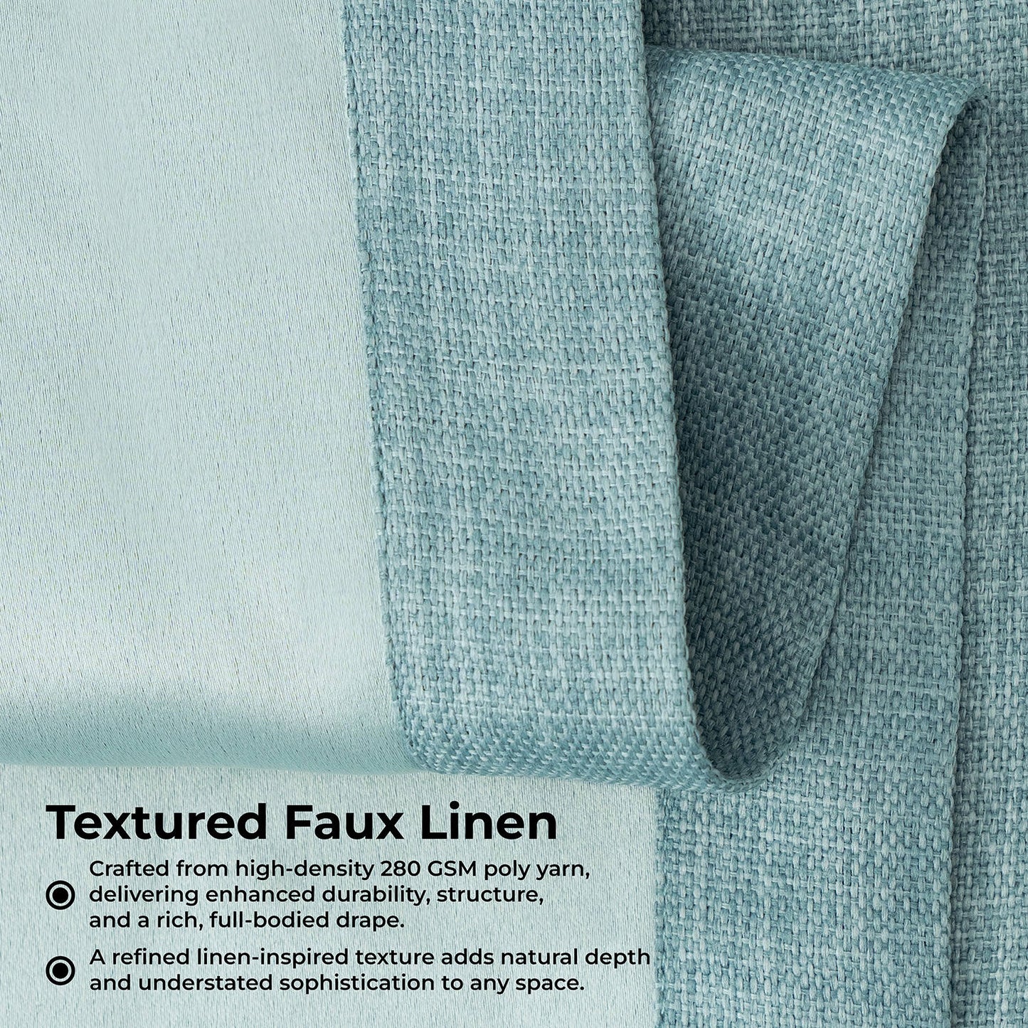 Sea Thistle Extra Wide Textured Faux Linen Room Darkening Curtain