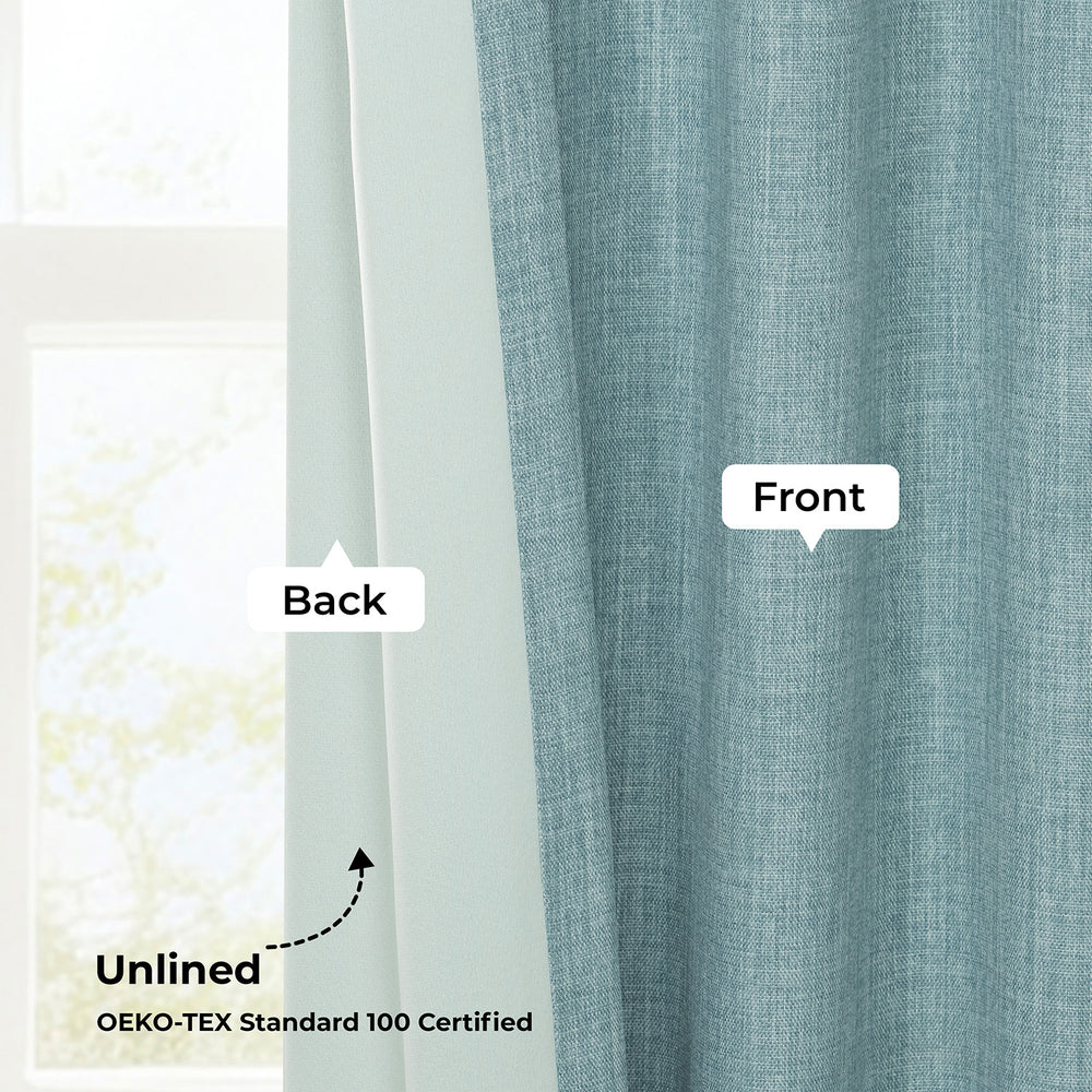 Sea Thistle Grommet Textured Faux Linen Room Darkening Curtain