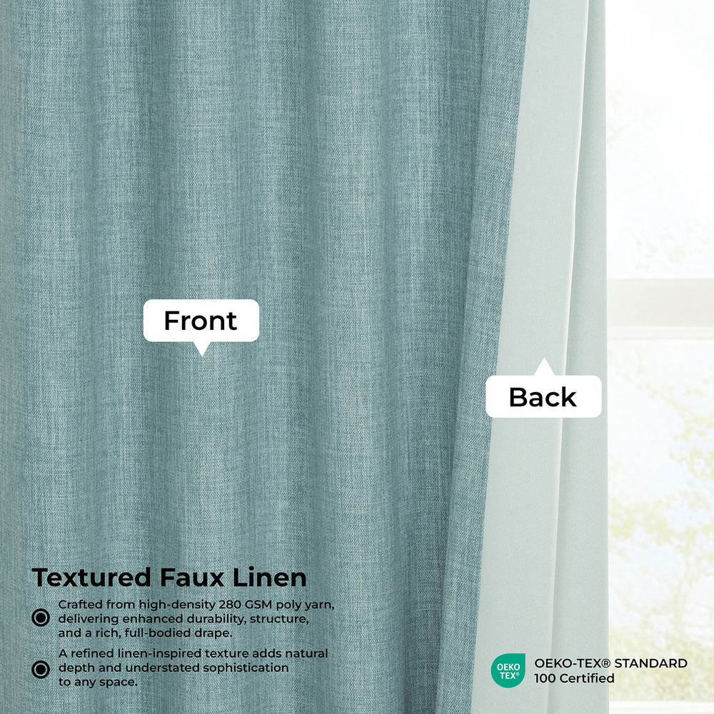 Sea Thistle Grommet Textured Faux Linen Room Darkening Curtain
