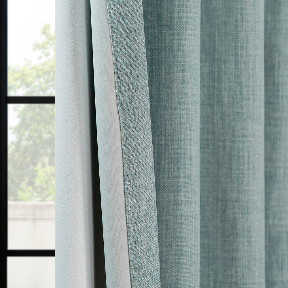 Sea Thistle Grommet Textured Faux Linen Room Darkening Curtain