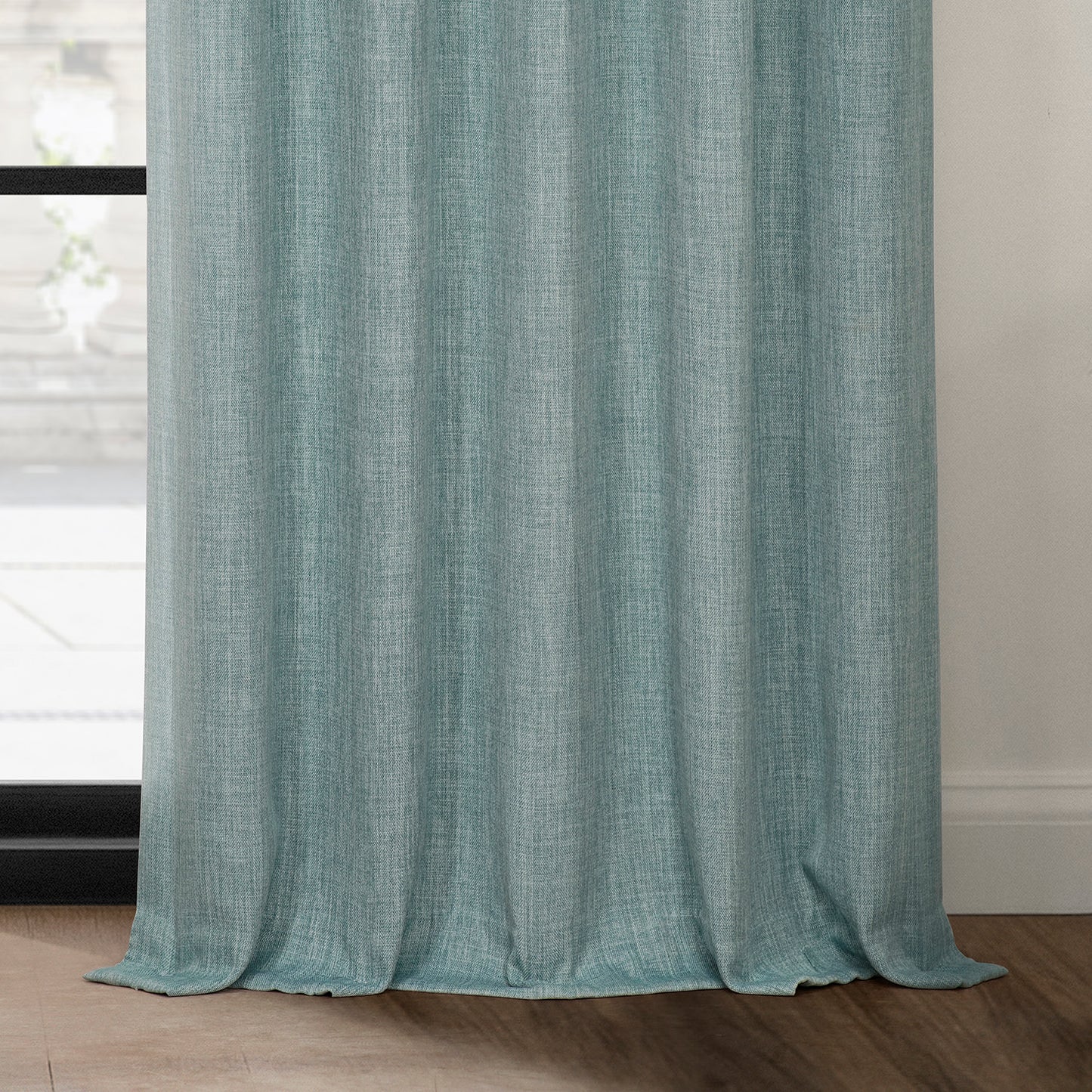 Sea Thistle Textured Faux Linen Room Darkening Curtain
