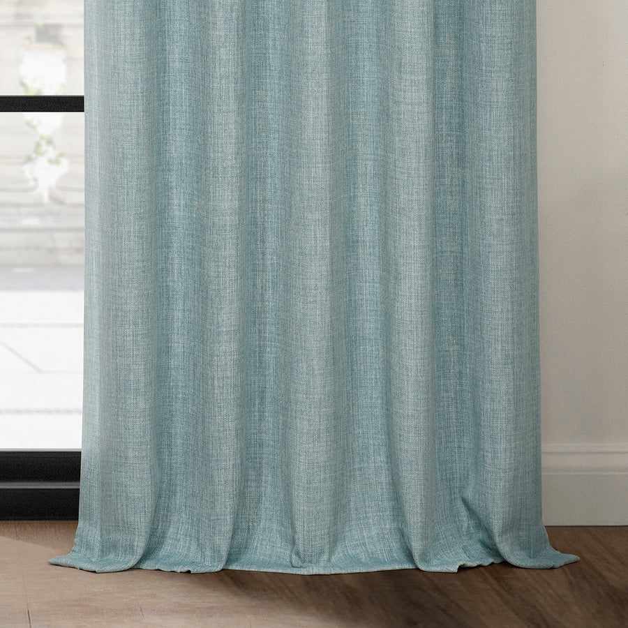 Sea Thistle Grommet Textured Faux Linen Room Darkening Curtain