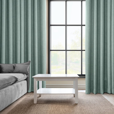 Sea Thistle Textured Faux Linen Custom Curtain