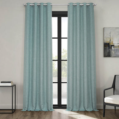 Sea Thistle Grommet Textured Faux Linen Room Darkening Curtain