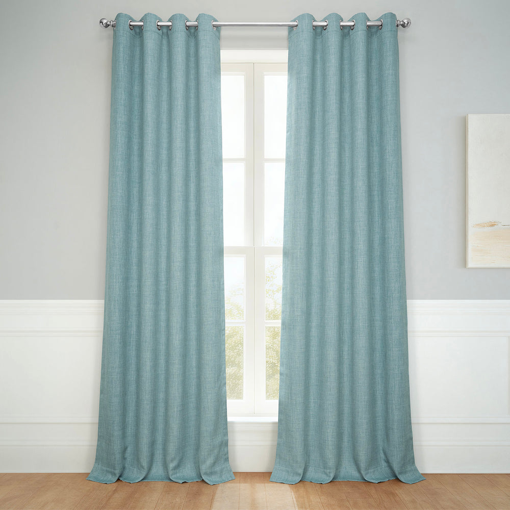 Sea Thistle Grommet Textured Faux Linen Room Darkening Curtain