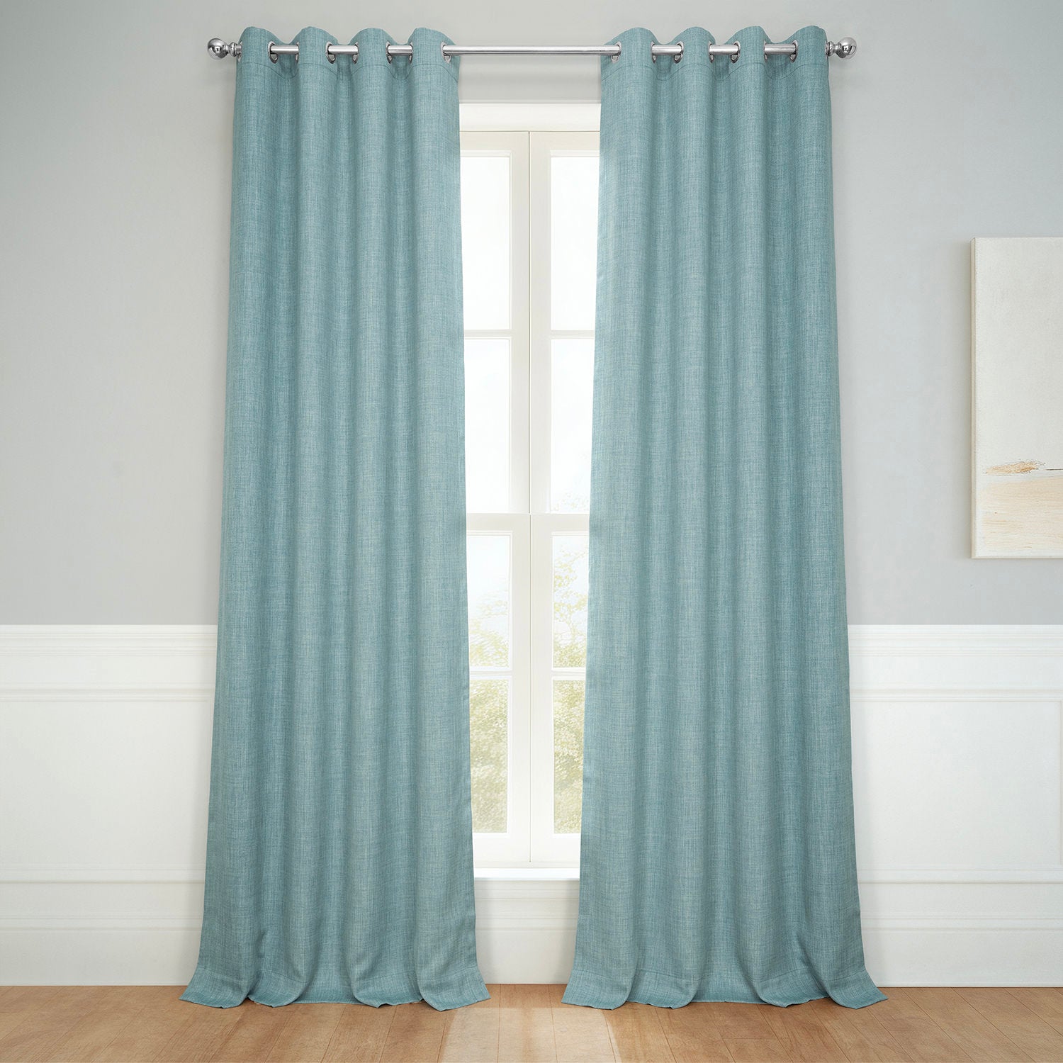 Sea Thistle Grommet Textured Faux Linen Room Darkening Curtain