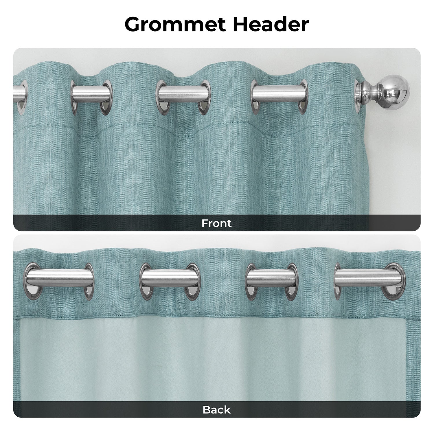 Sea Thistle Grommet Textured Faux Linen Room Darkening Curtain
