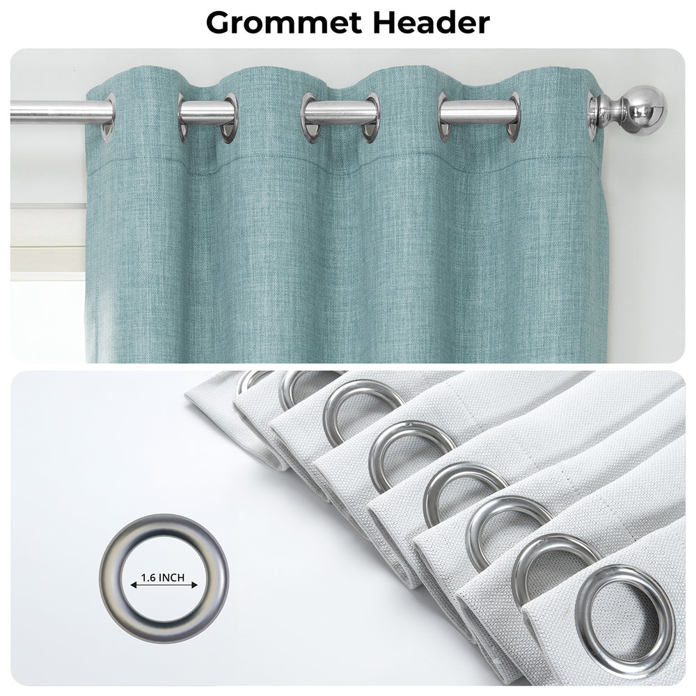 Sea Thistle Grommet Textured Faux Linen Room Darkening Curtain