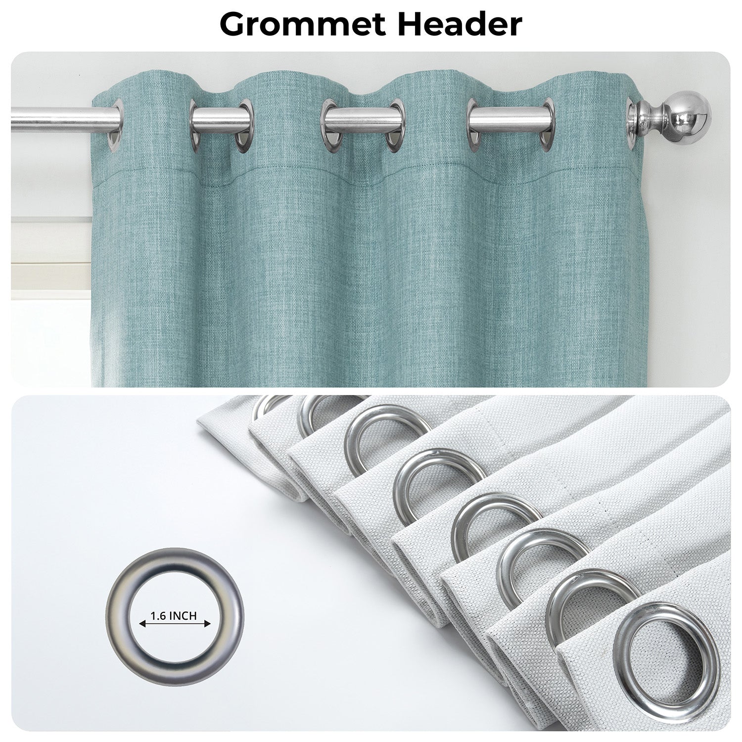 Sea Thistle Grommet Textured Faux Linen Room Darkening Curtain