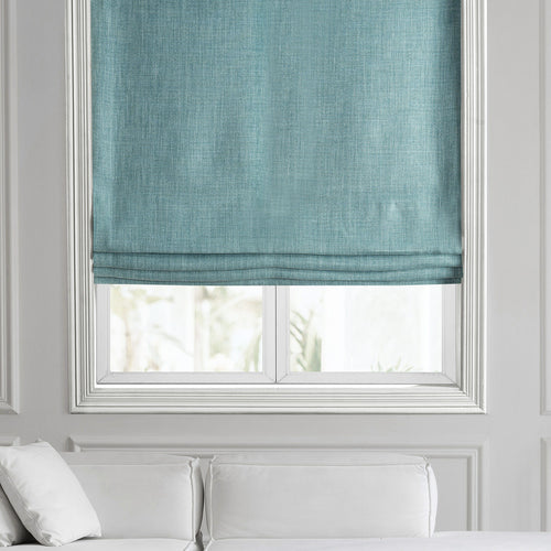 Sea Thistle Textured Faux Linen Roman Shade