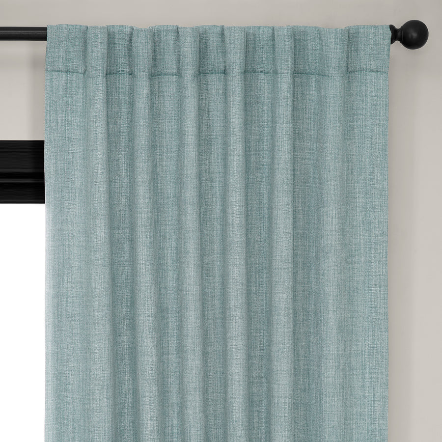Sea Thistle Textured Faux Linen Room Darkening Curtain