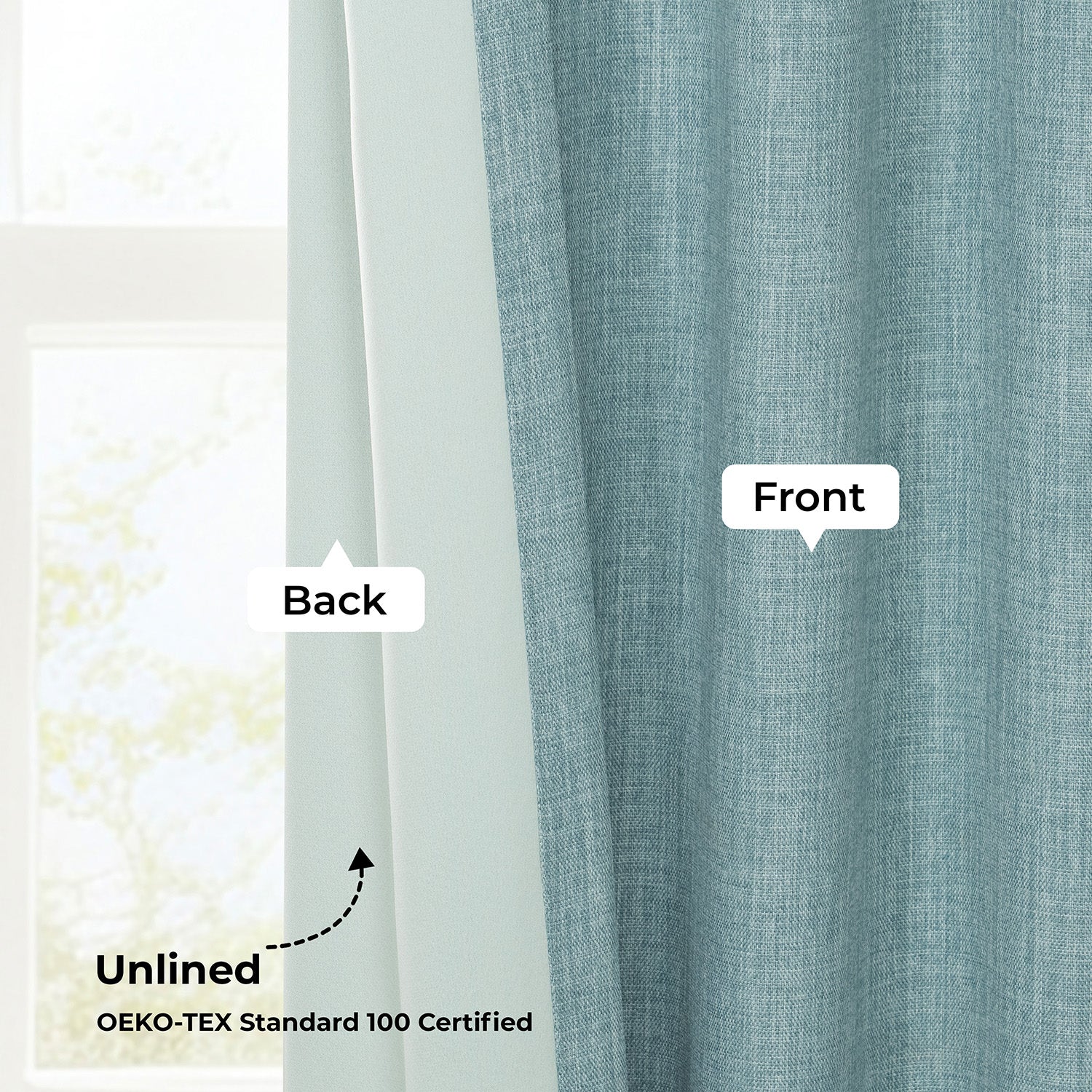 Sea Thistle Textured Faux Linen Room Darkening Curtain