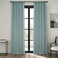 Sea Thistle Textured Faux Linen Room Darkening Curtain