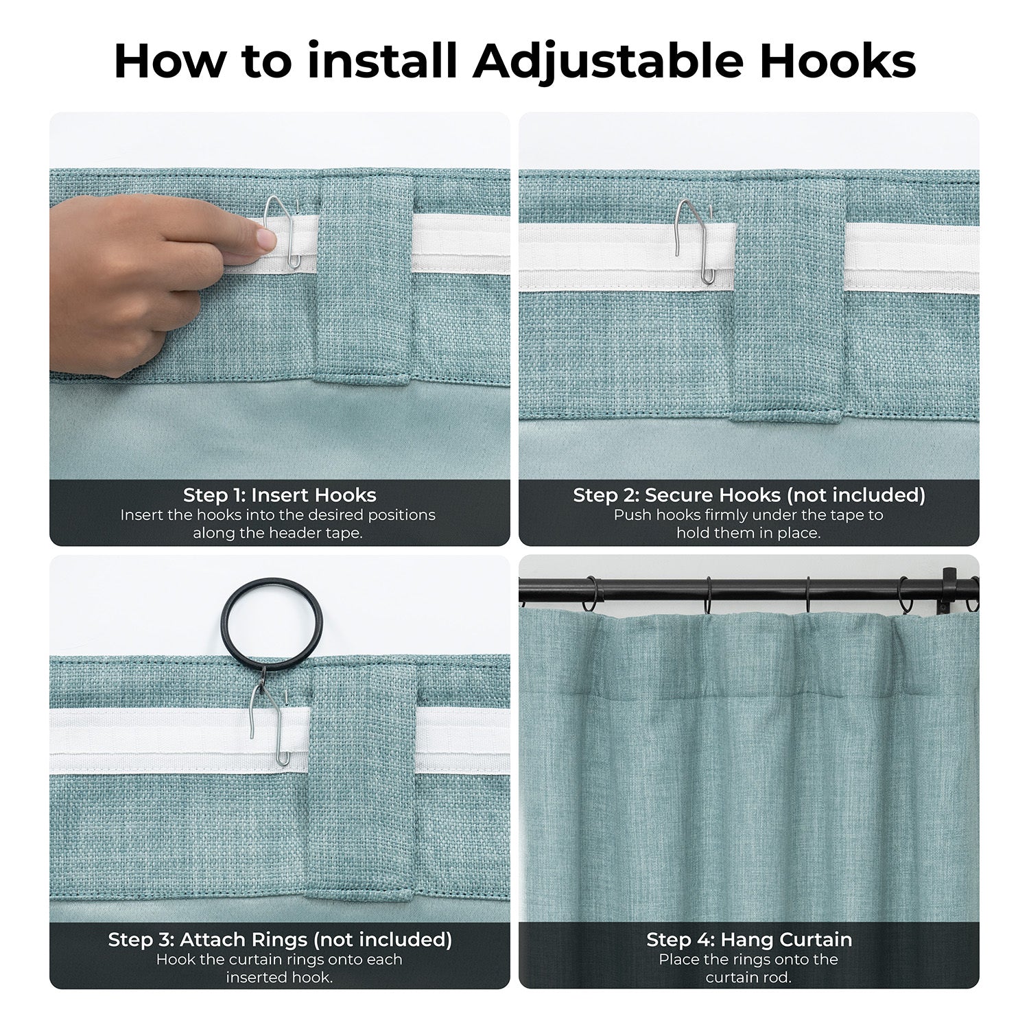 Sea Thistle Textured Faux Linen Room Darkening Curtain