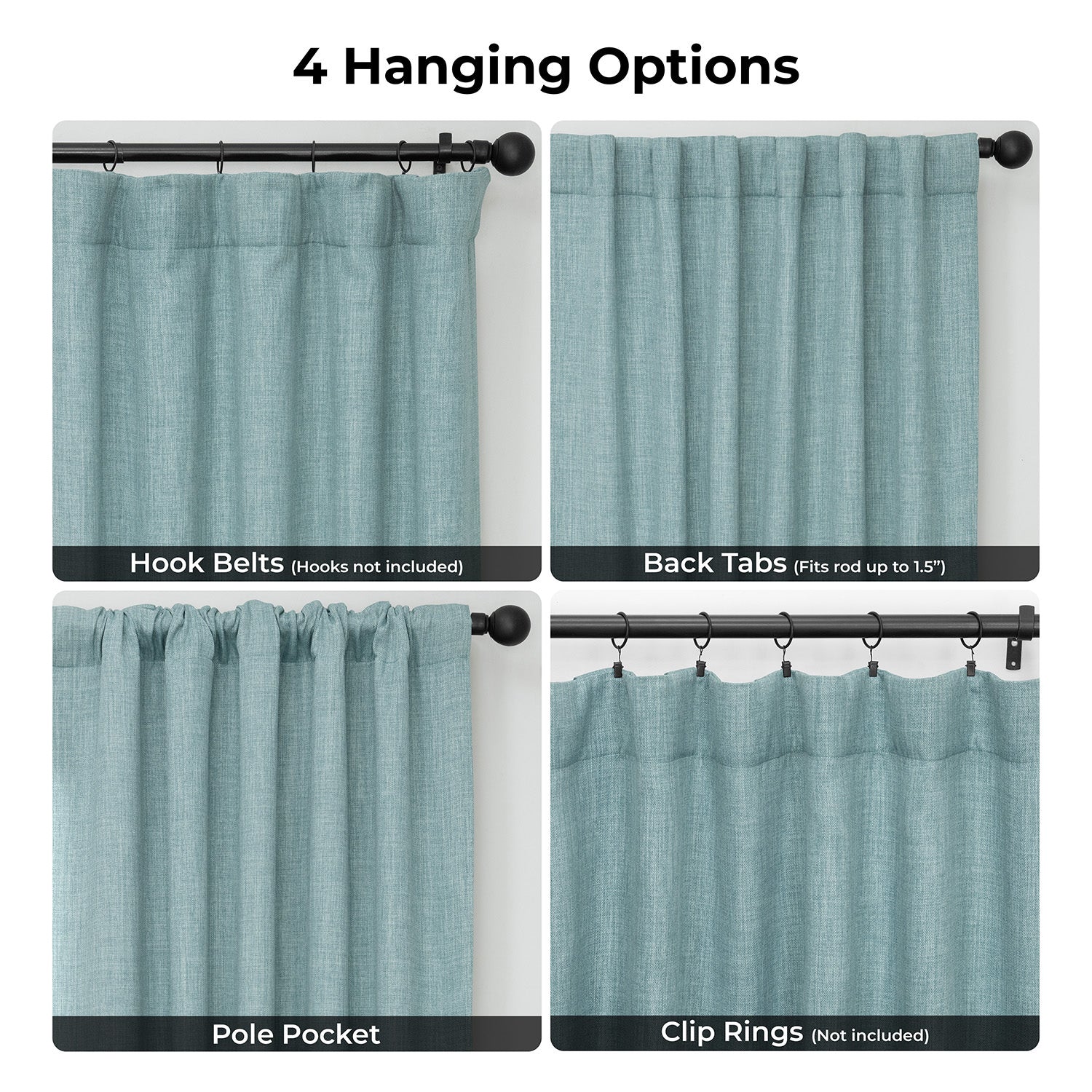 Sea Thistle Textured Faux Linen Room Darkening Curtain