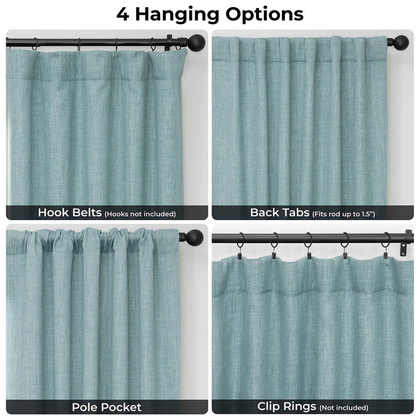 Sea Thistle Textured Faux Linen Room Darkening Curtain