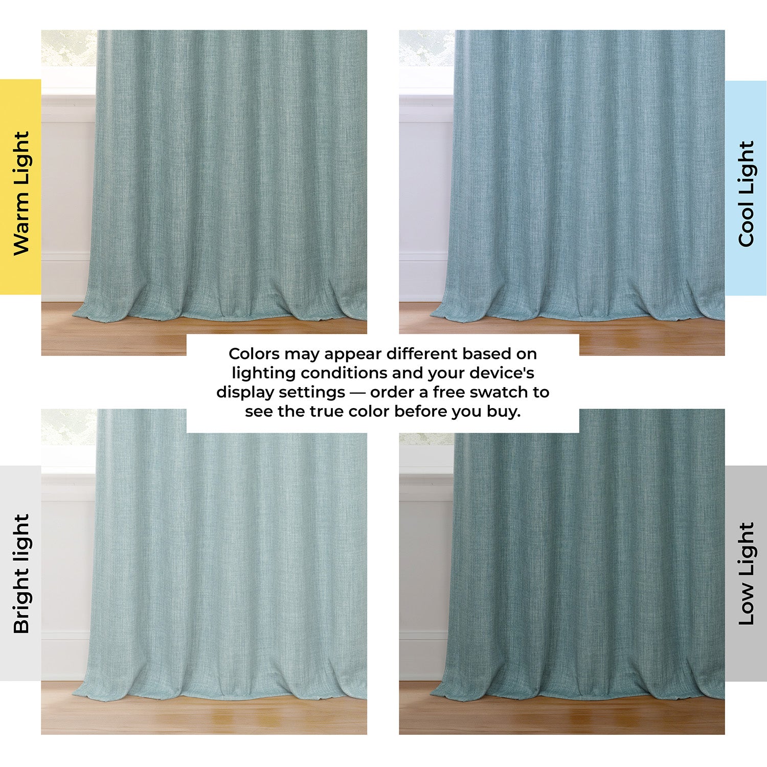 Sea Thistle Textured Faux Linen Room Darkening Curtain