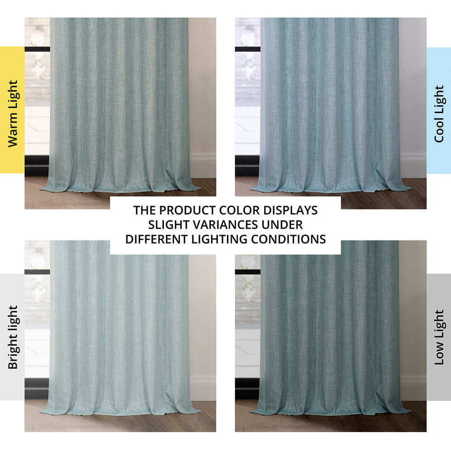 Sea Thistle Textured Faux Linen Room Darkening Curtain