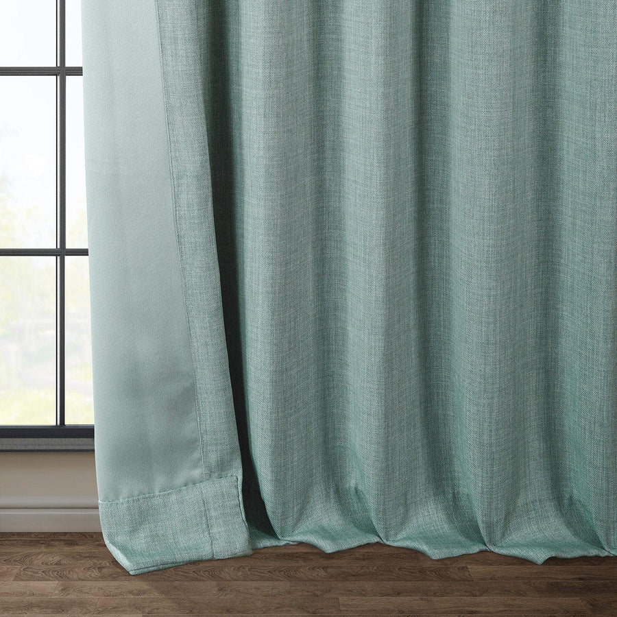 Sea Thistle Textured Faux Linen Room Darkening Curtain - HalfPriceDrapes.com