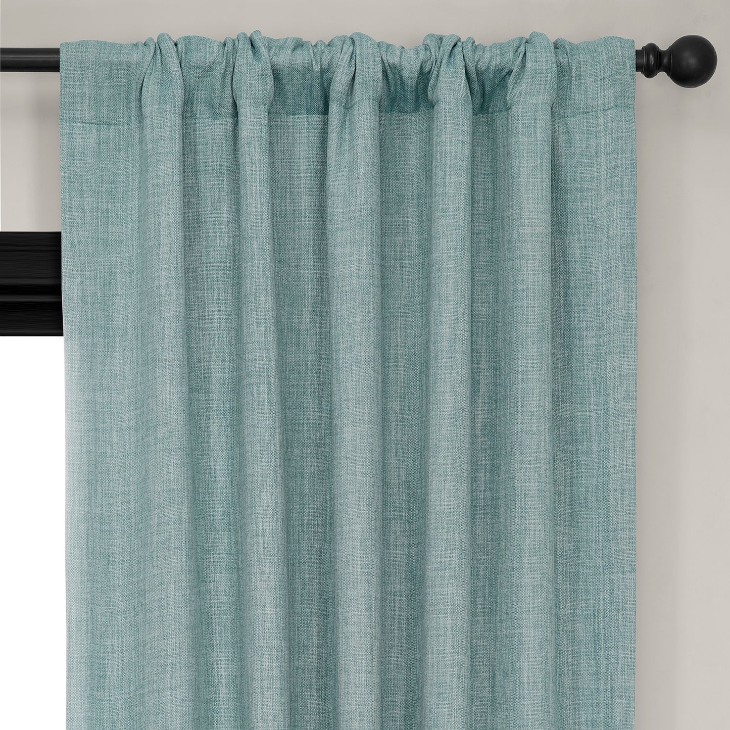 Sea Thistle Textured Faux Linen Room Darkening Curtain