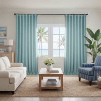 Sea Thistle Textured Faux Linen Custom Curtain