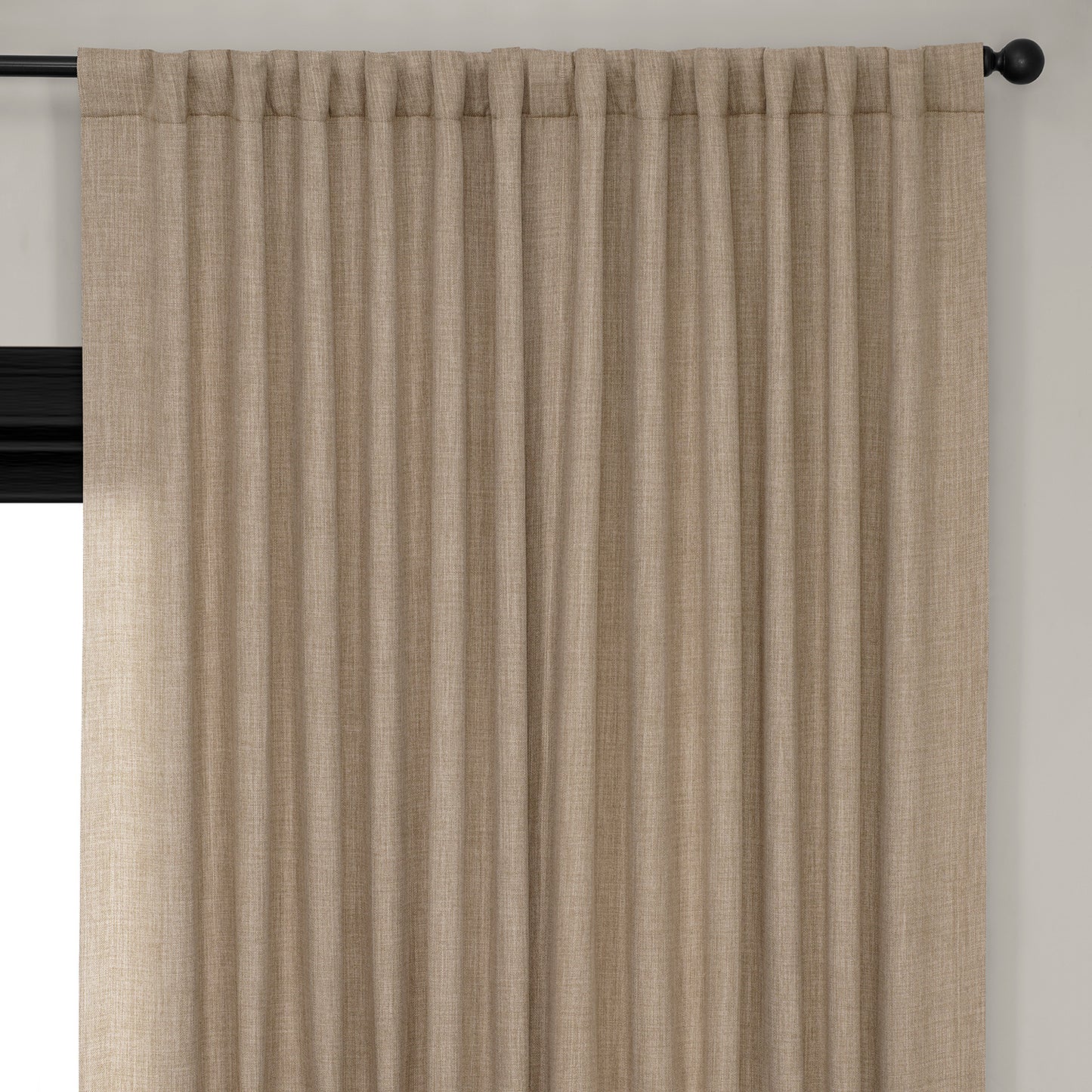 Nomad Tan Extra Wide Textured Faux Linen Room Darkening Curtain