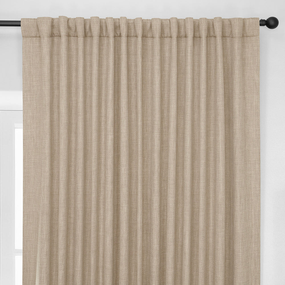 Nomad Tan Extra Wide Textured Faux Linen Room Darkening Curtain