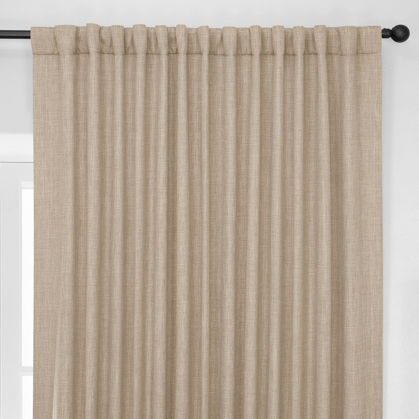 Nomad Tan Extra Wide Textured Faux Linen Room Darkening Curtain