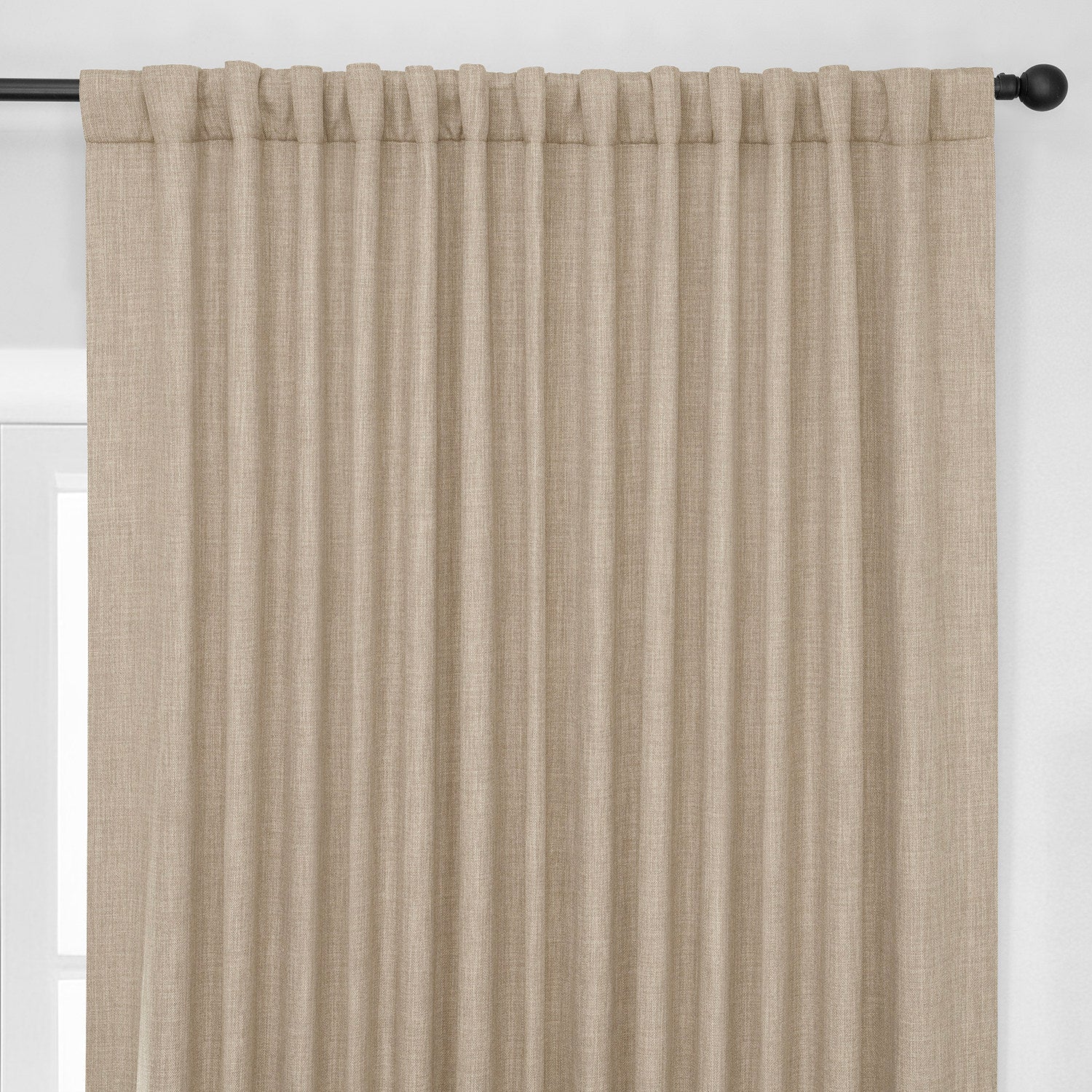 Nomad Tan Extra Wide Textured Faux Linen Room Darkening Curtain