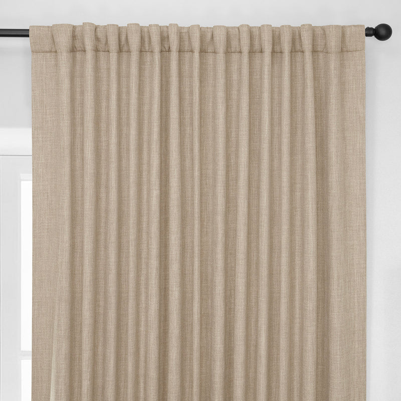 Nomad Tan Extra Wide Textured Faux Linen Room Darkening Curtain